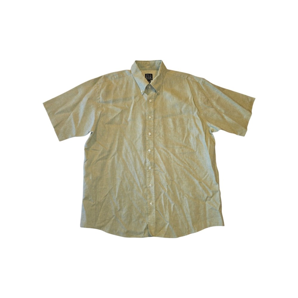 Jos. A. Bank Traveler's Collection XL 100% Linen Light Green Button Up Shirt